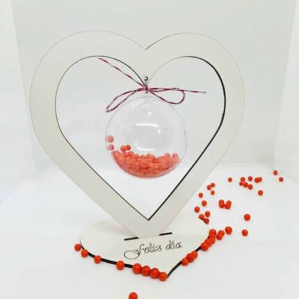 Porta esfera de corazón mas grabado 10 unidades