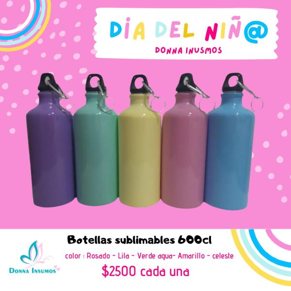 Botellas sublimables de 600ml colores - Imagen 1