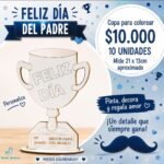 Copa  para colorear día del papá 10 unidades
