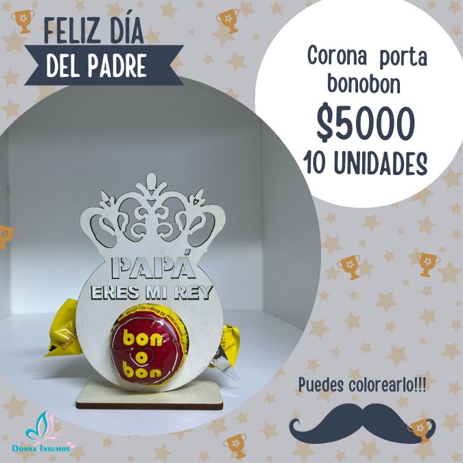 Post de instagram felicitación día del padre moderno azul gris (12) Porta bonobon corona 10unidades - Imagen 1