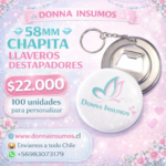 Chapitas llavero destapador 
100 unidades 58mm