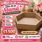 Bandeja de madera Exagonal 
26x26 aprox