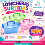 Loncheras de colores 
surtidas 20x11x15cm