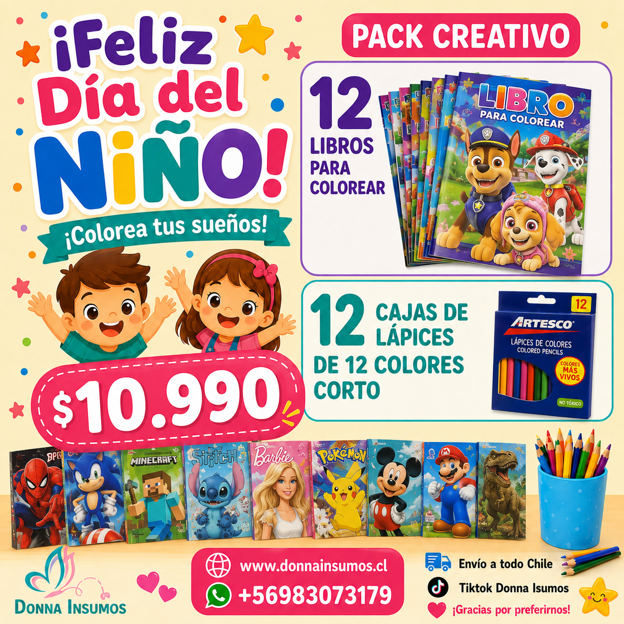 2026/07/1000797123.png Pack libro para colorear
mas lapices de 12 colores - Imagen 1