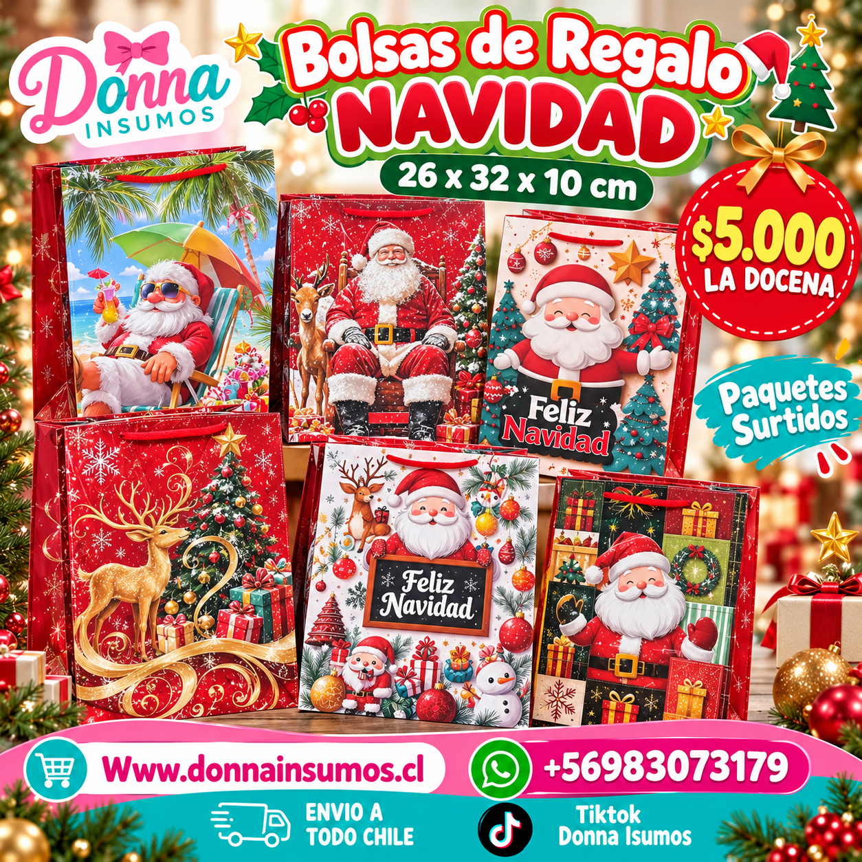 2026/09/1000931215.png Bolsas de regalo
26x32cm 12un surtidas - Imagen 1