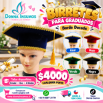 Birrete Graduación 
Borde  dorado trenzado