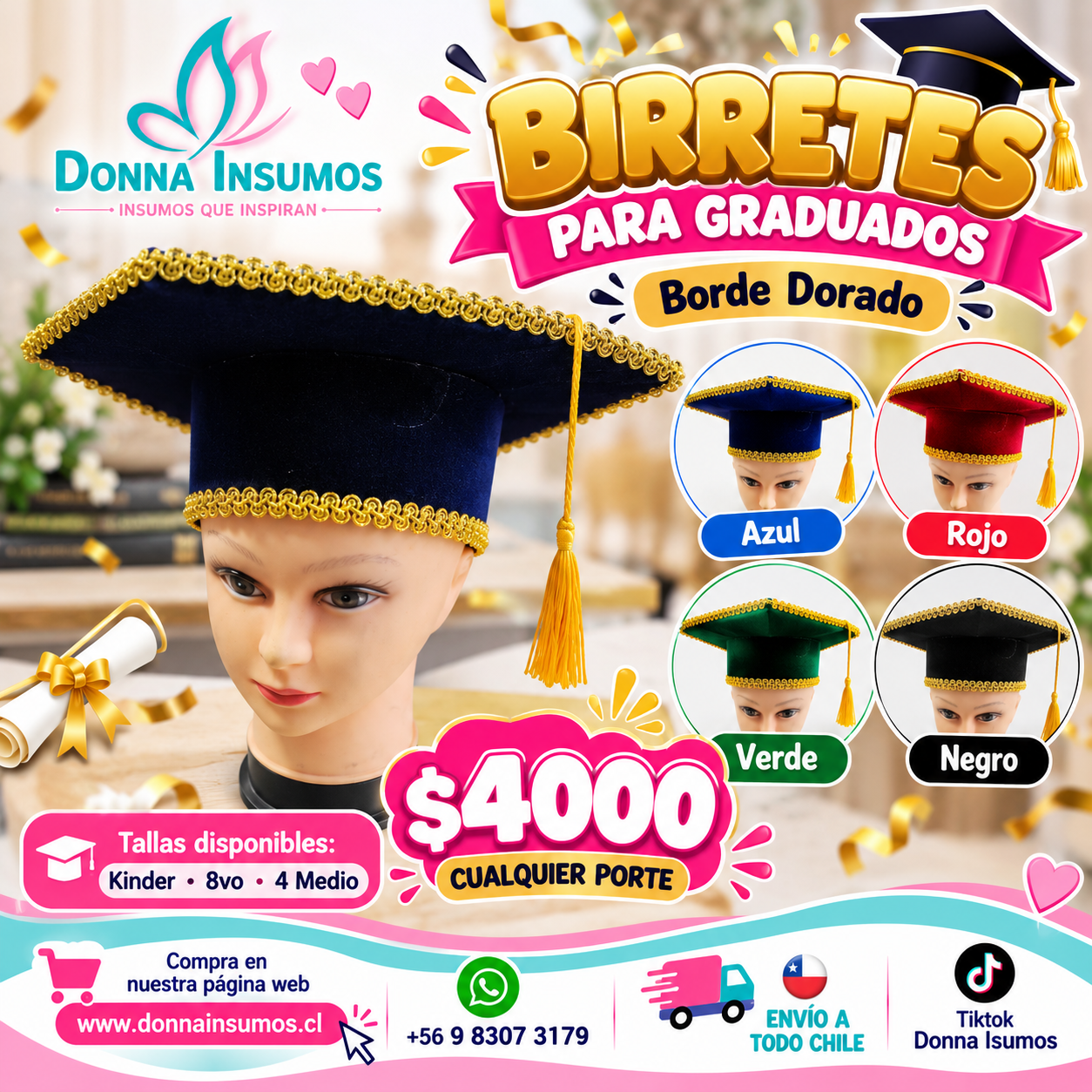 2026/10/1000943123.png Birrete Graduación
Borde dorado trenzado - Imagen 1