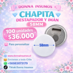Chapitas destapador +iman 
58mm 100 unidades