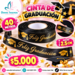 Cinta de graduación 2.5cm 
40 metros negro